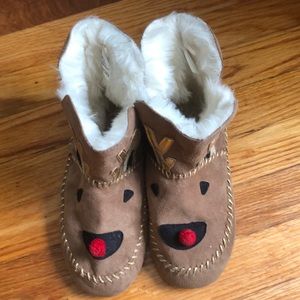 Crewcuts slippers girls reindeer sz 3/4